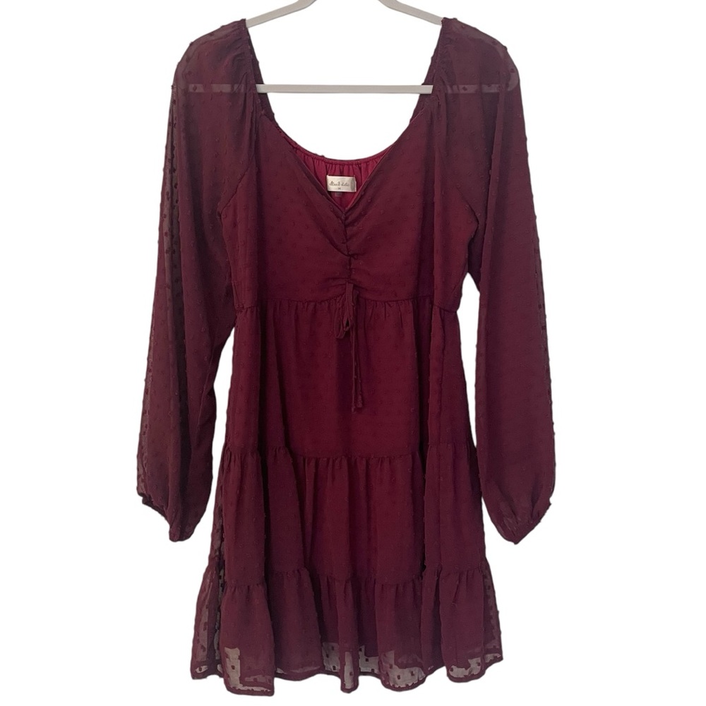 Altar’d State Burgundy Dress Swiss Dot Size Medium